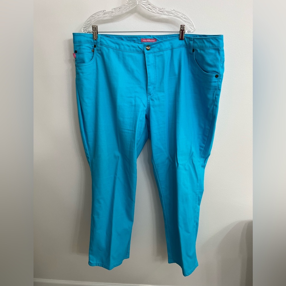 NWOT Woman Within Size 24 Teal/Aqua 5-pocket Straight Leg Jeans